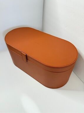 Dyson Storage Case ONLY Hard Box Display Airwrap Leather Brown Orange